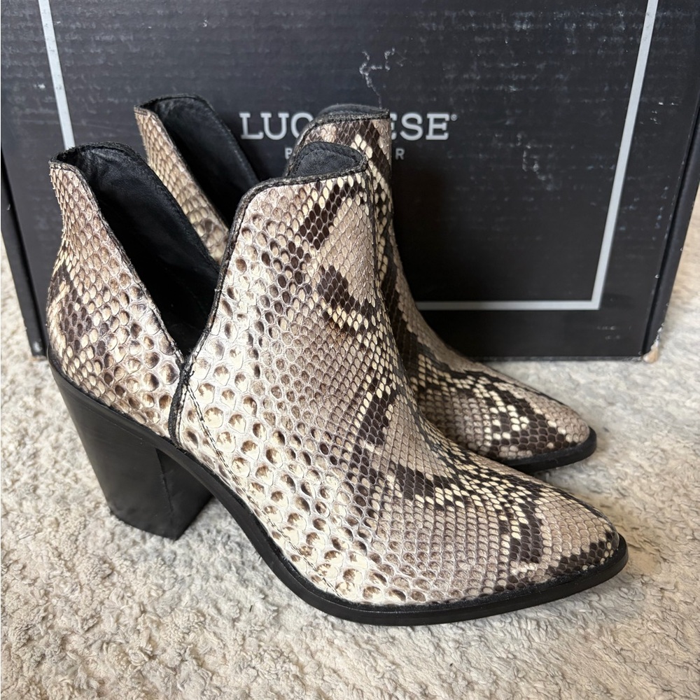 Lucchese Vamp Python Ankle Boots 7M - image 1